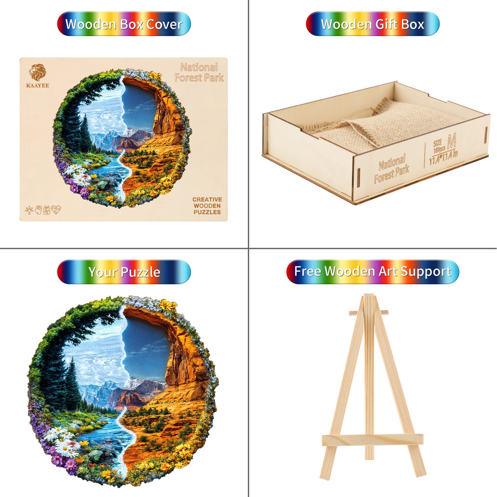 Whimsical Wooden Jigsaw Puzzle- National Forest Park