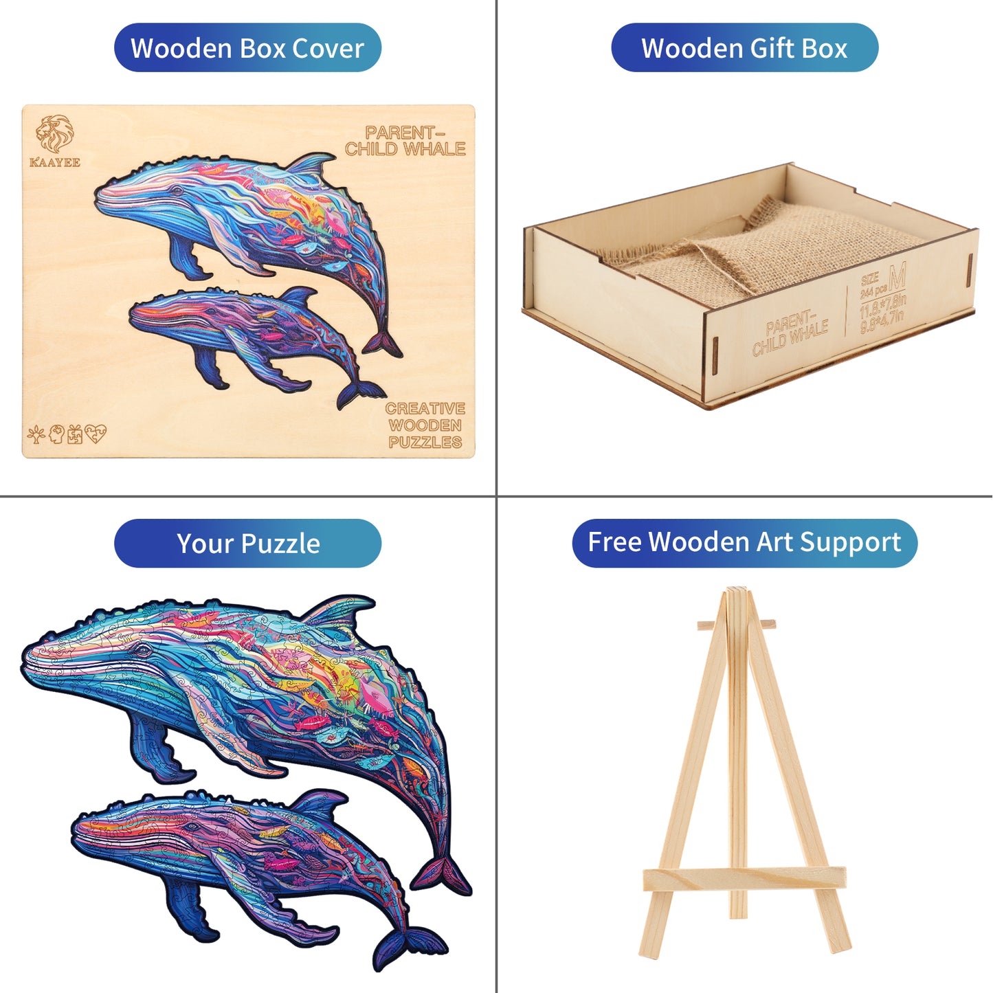 Originelles Holzpuzzle – Eltern-Kind-Wal