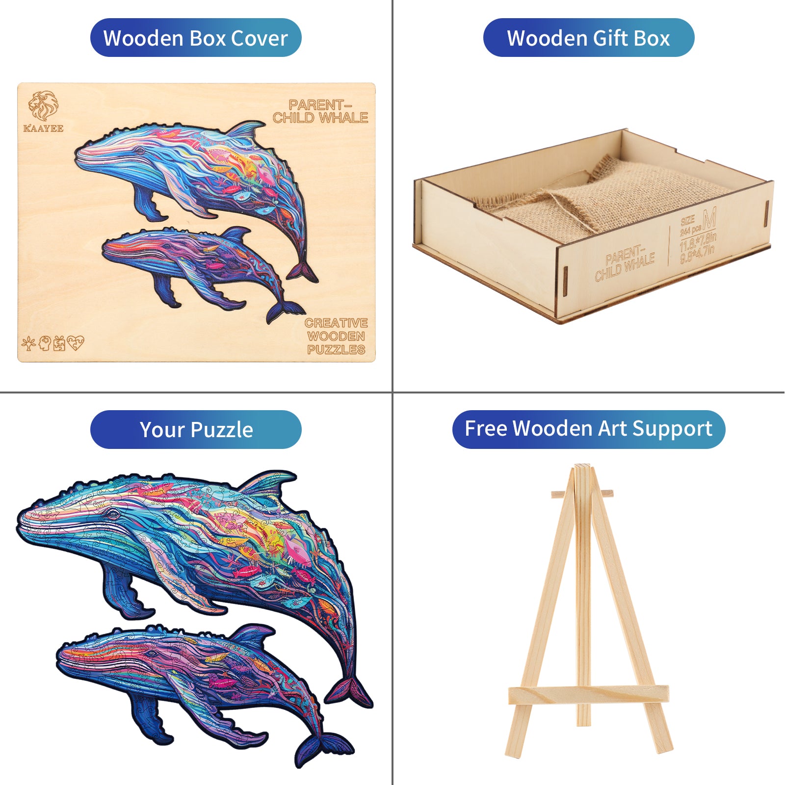 Originelles Holzpuzzle – Eltern-Kind-Wal