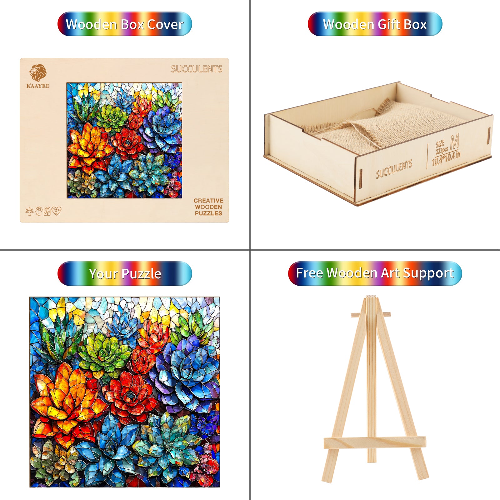 Whimsical Wooden Jigsaw Puzzle- Succulents
