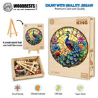 Whimsical Wooden Jigsaw Puzzle- Peacock King