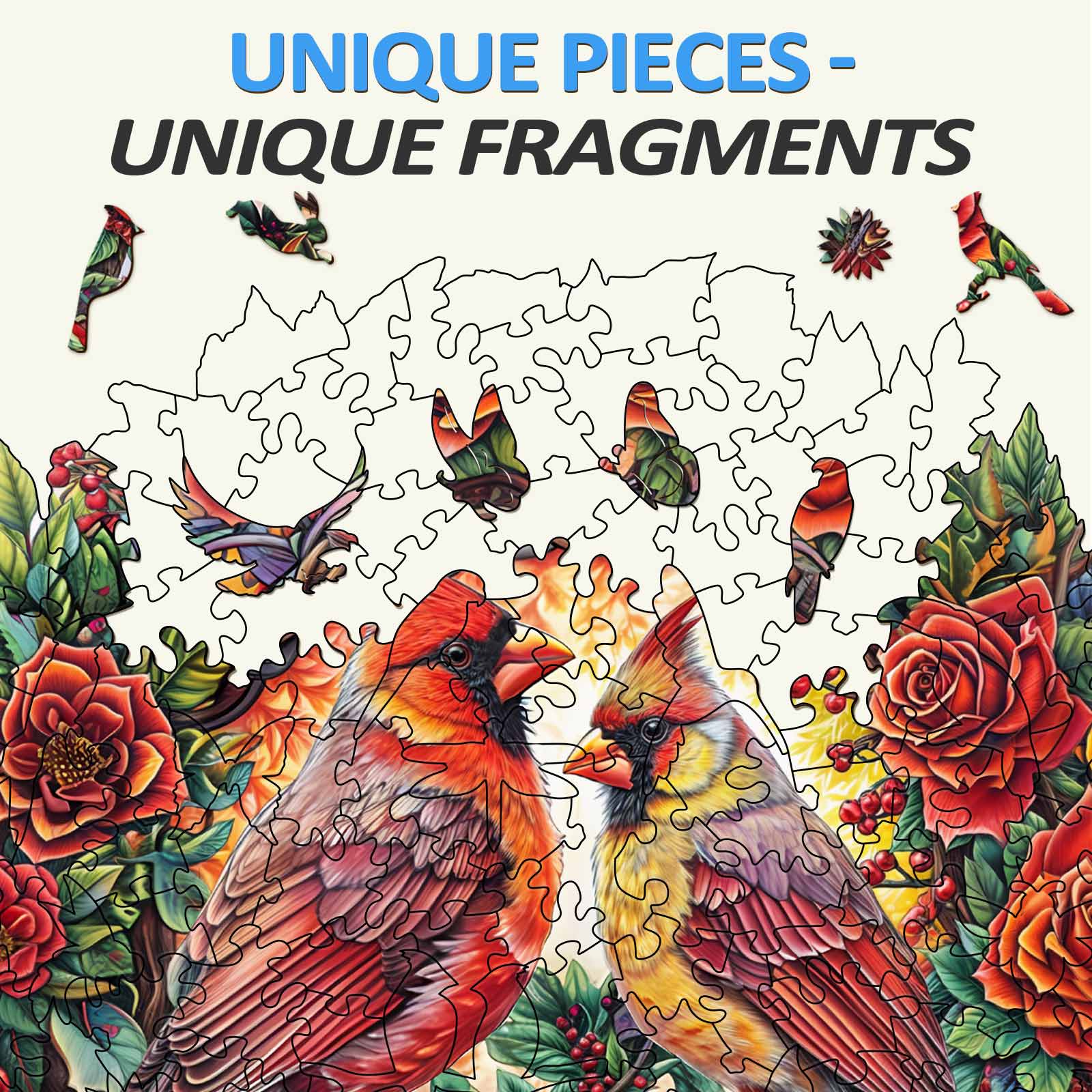 Whimsical Wooden Jigsaw Puzzle- Rose Cardinal