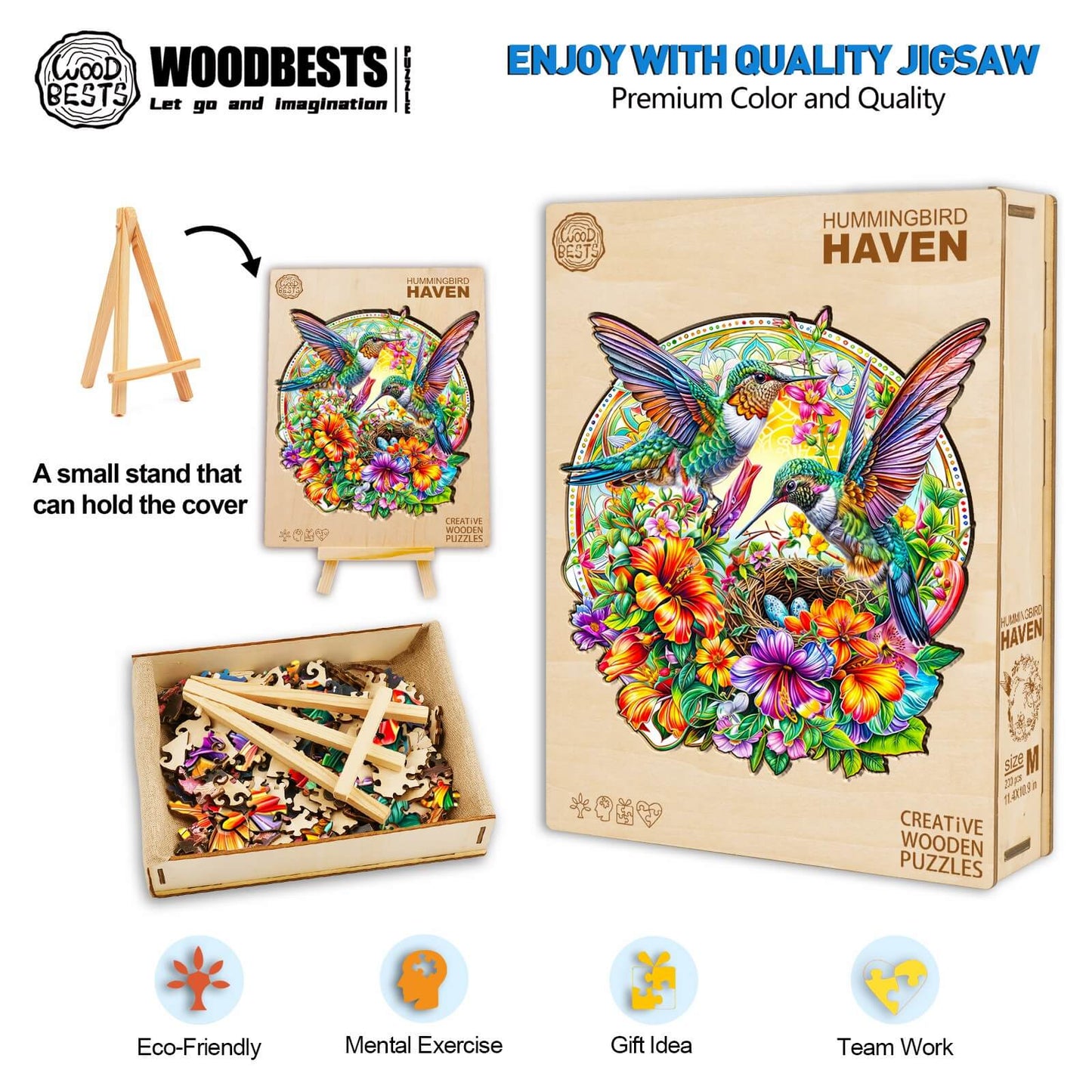 Ausgefallenes Holzpuzzle - Kolibri-Paradies