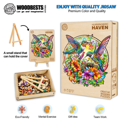 Ausgefallenes Holzpuzzle - Kolibri-Paradies