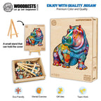 Whimsical Wooden Jigsaw Puzzle- hippopotamus