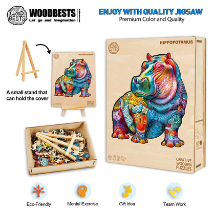 Ausgefallenes Holz-Puzzle – Nilpferd