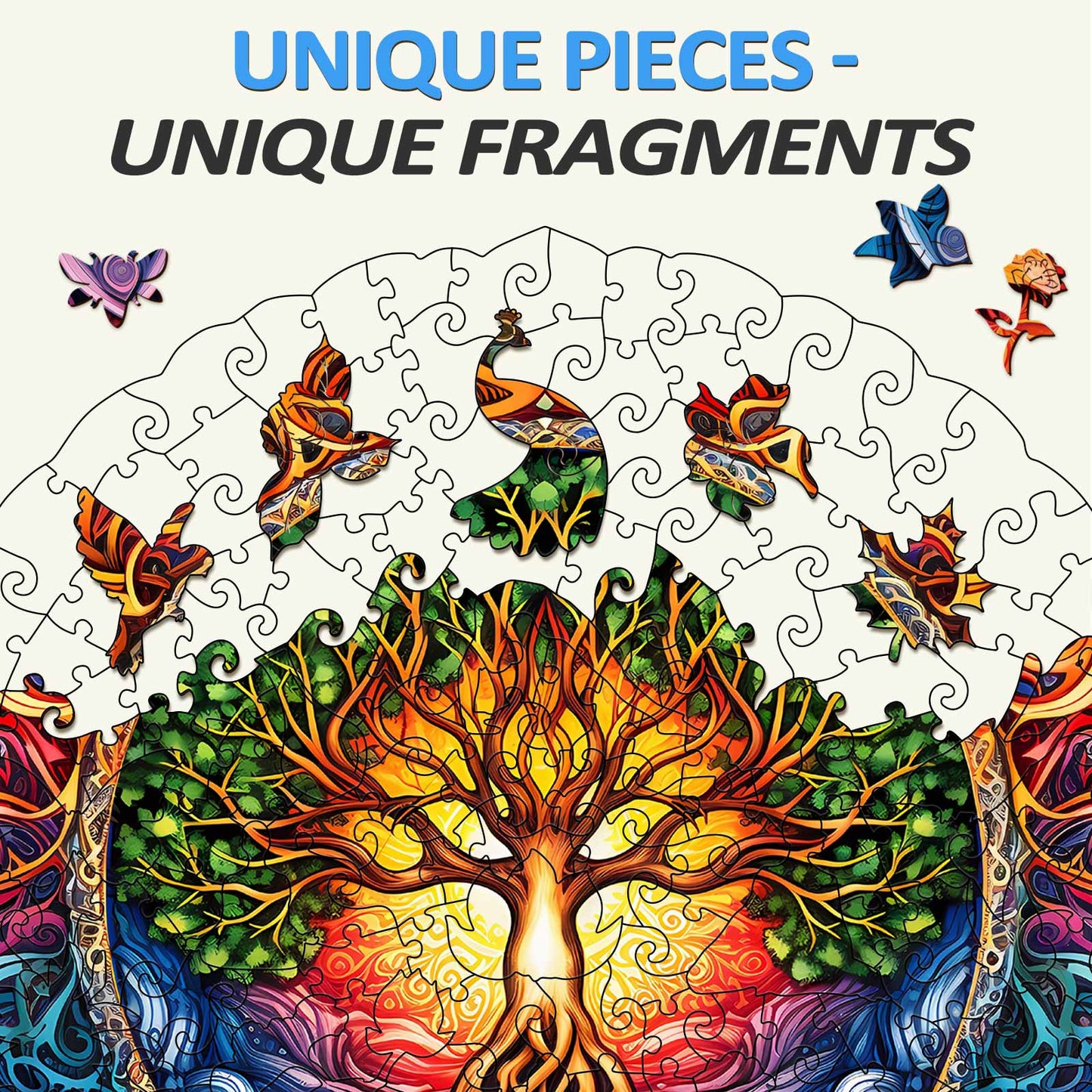 Sonderbares Holzpuzzle- Mandala Baum des Lebens-1