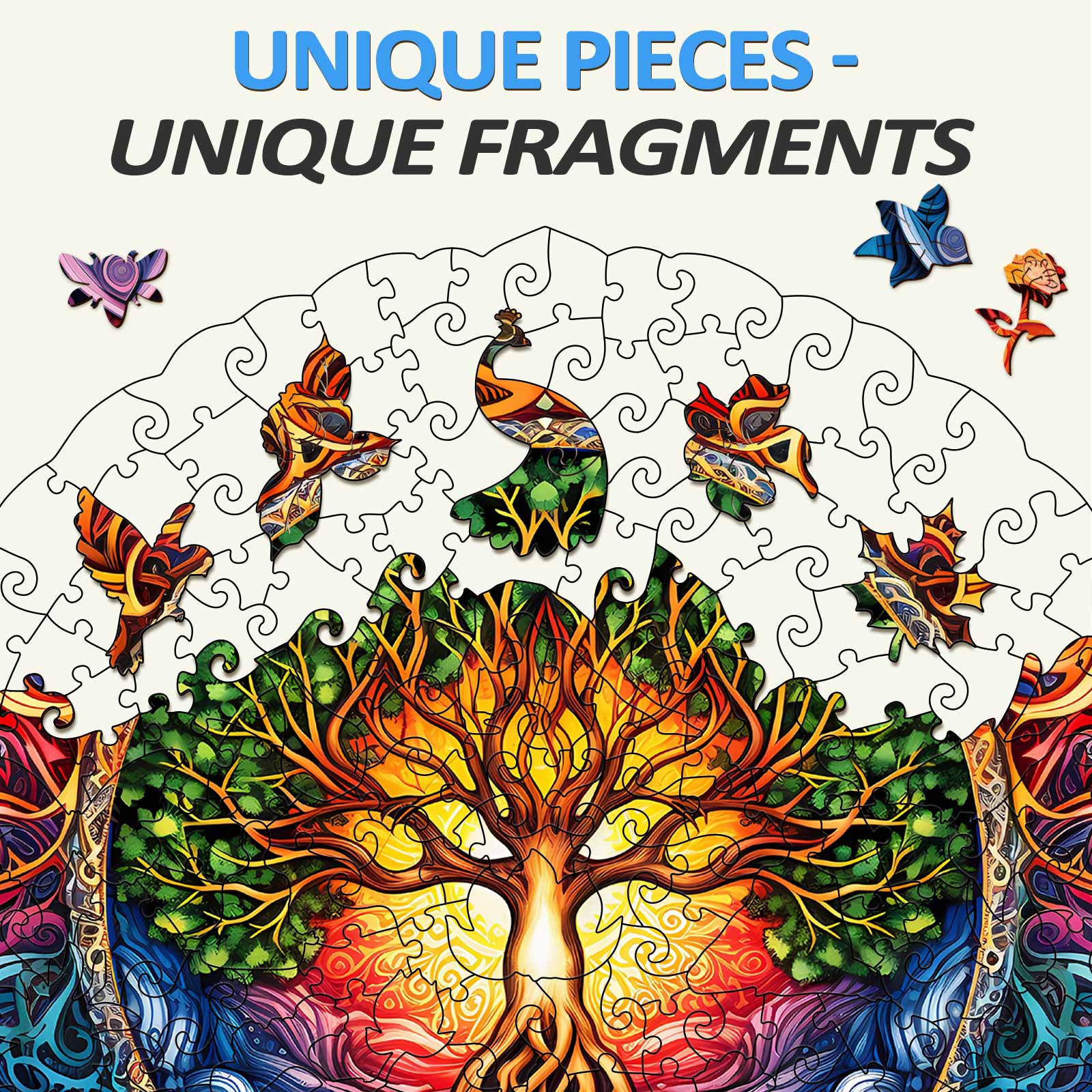 Whimsical Wooden Jigsaw Puzzle- Mandala Tree of Life-1