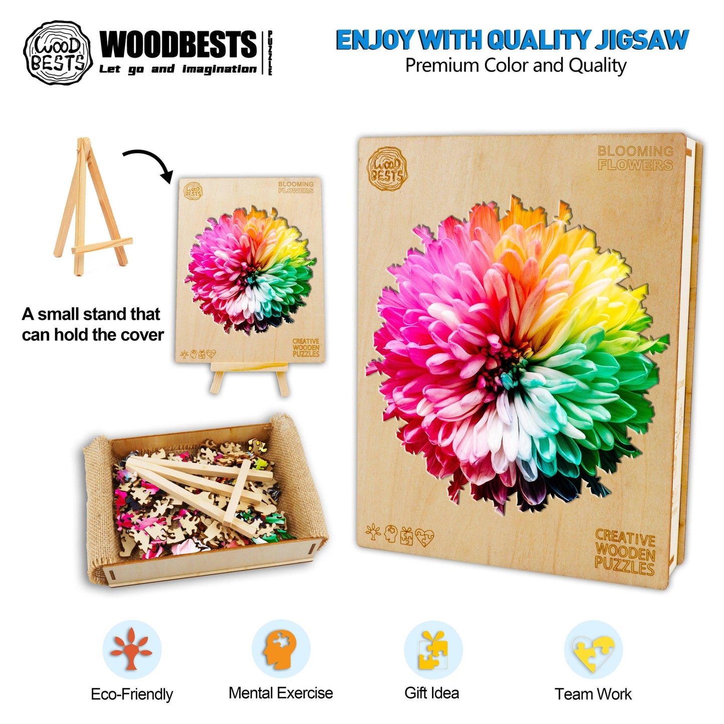 Whimsical Wooden Jigsaw Puzzle-BLOOMING FLOWERS