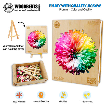 Whimsical Wooden Jigsaw Puzzle-BLOOMING FLOWERS