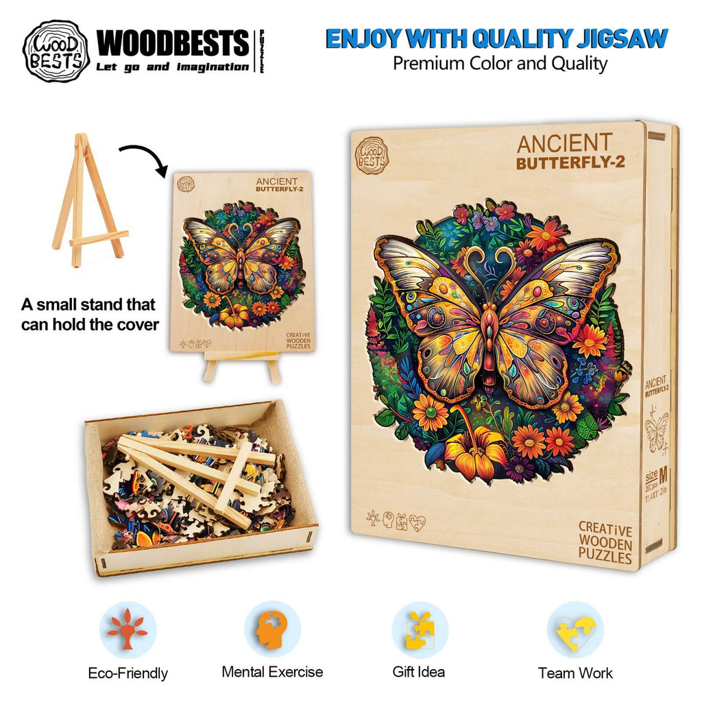 Whimsical Wooden Jigsaw Puzzle- Ancient butterfly 2