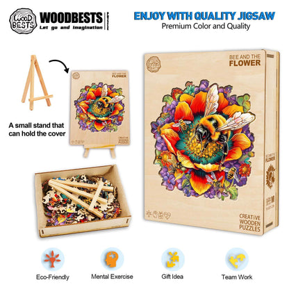 Launiges Holzpuzzle - Biene und Blume