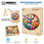 Whimsical Wooden Jigsaw Puzzle- Stained Glass Hummingbird 2