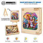 Whimsical Wooden Jigsaw Puzzle- Mouse family