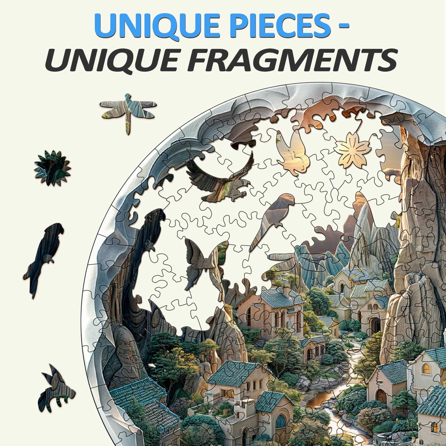Verschlungenes Holzpuzzle - 3D-Ansicht „Inside The Cave-2“