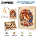 Whimsical Wooden Jigsaw Puzzle-Fatherly Lion