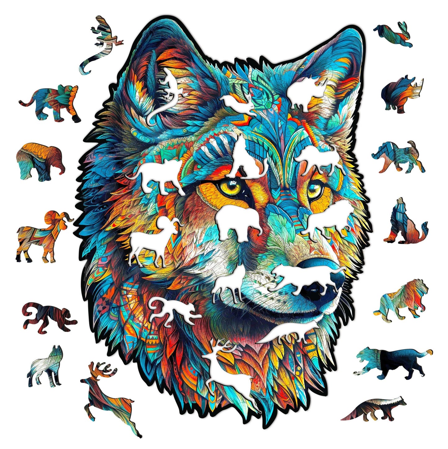 Skurriles Holzpuzzle – Furchtloser Wolf