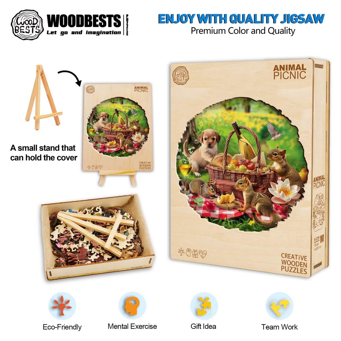 Launiges Holzpuzzle - Tierpicknick