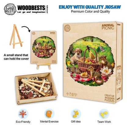 Launiges Holzpuzzle - Tierpicknick