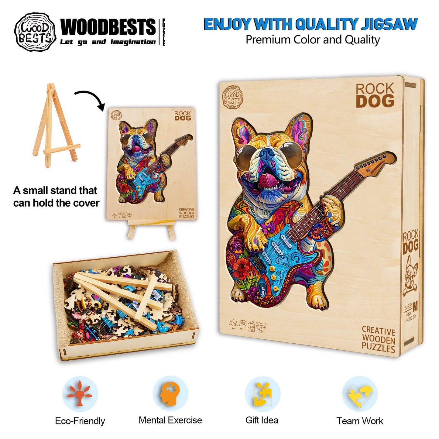 Ausgefallenes Holzpuzzle – Rock Dog
