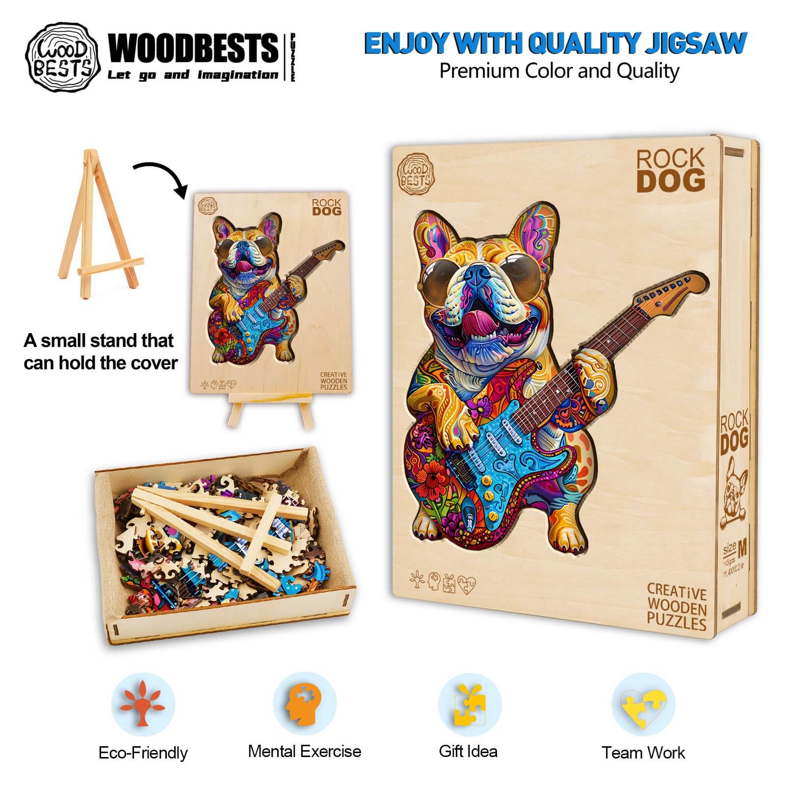 Whimsical Wooden Jigsaw Puzzle- Rock Dog