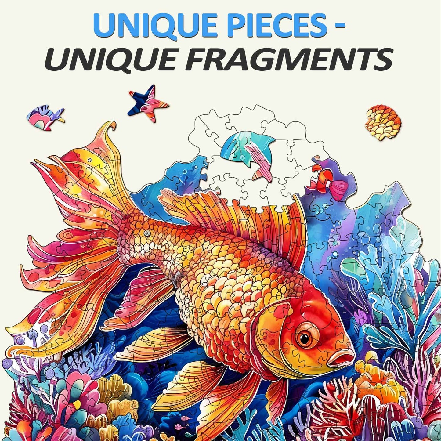 Launisches Holz-Puzzle - Wunderschöner Goldfisch