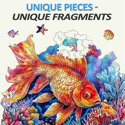 Launisches Holz-Puzzle - Wunderschöner Goldfisch