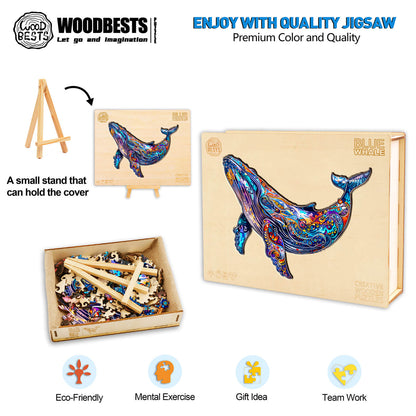 Skurriles Holz-Puzzle – Blauwal