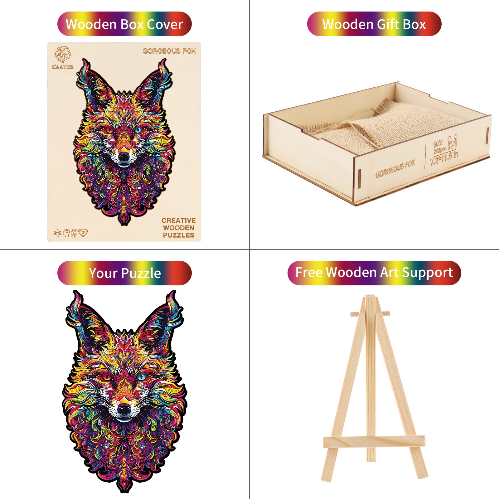 Whimsical Wooden Jigsaw Puzzle- Gorgeous Fox