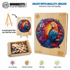 Whimsical Wooden Jigsaw Puzzle-Beautiful parrot