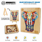 Whimsical Wooden Jigsaw Puzzle- Orange Elephant
