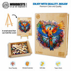 Whimsical Wooden Jigsaw Puzzle-Lively Parrot