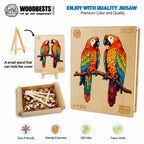 Whimsical Wooden Jigsaw Puzzle-Chatting Parrots