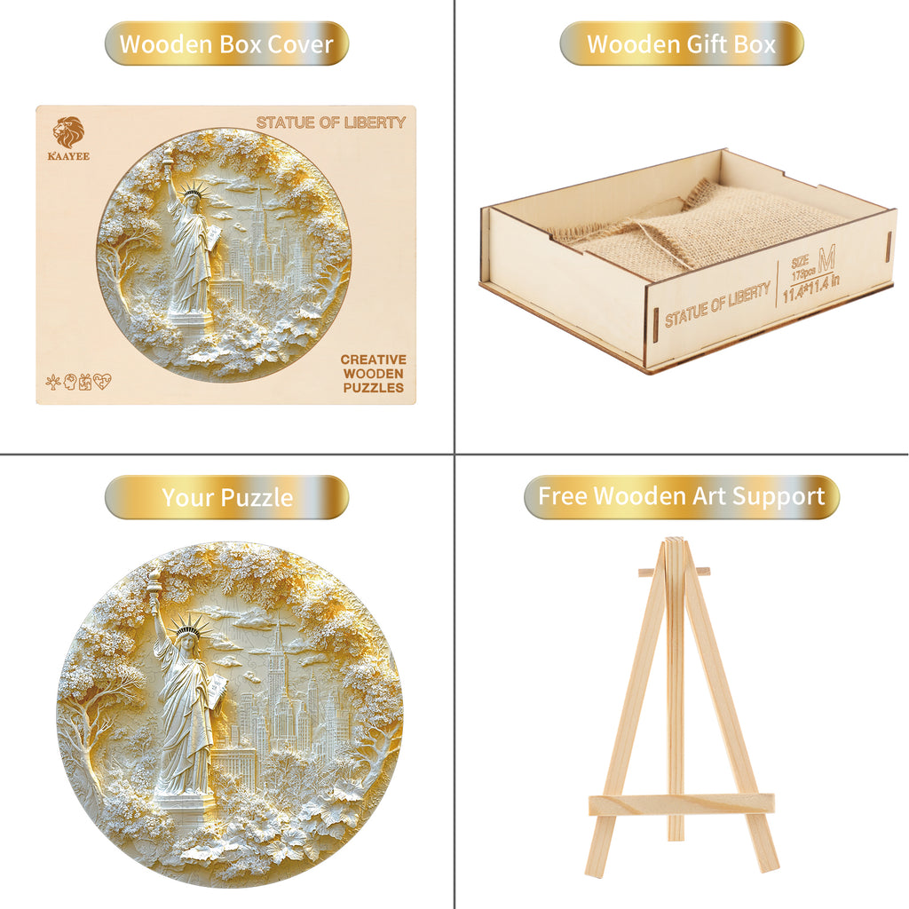 Whimsical Wooden Jigsaw Puzzle-Statue of Liberty