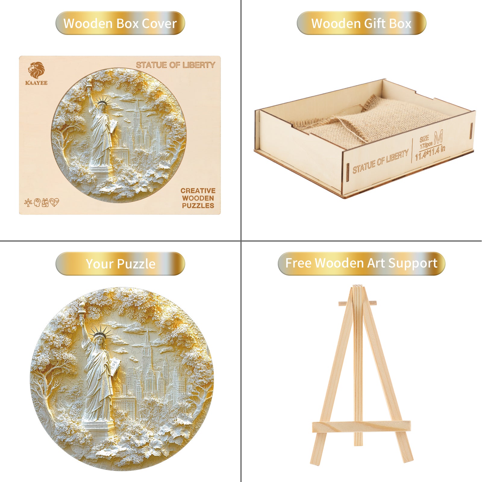 Whimsical Wooden Jigsaw Puzzle-Statue of Liberty