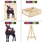 Whimsical Wooden Jigsaw Puzzle- Colorful Deer