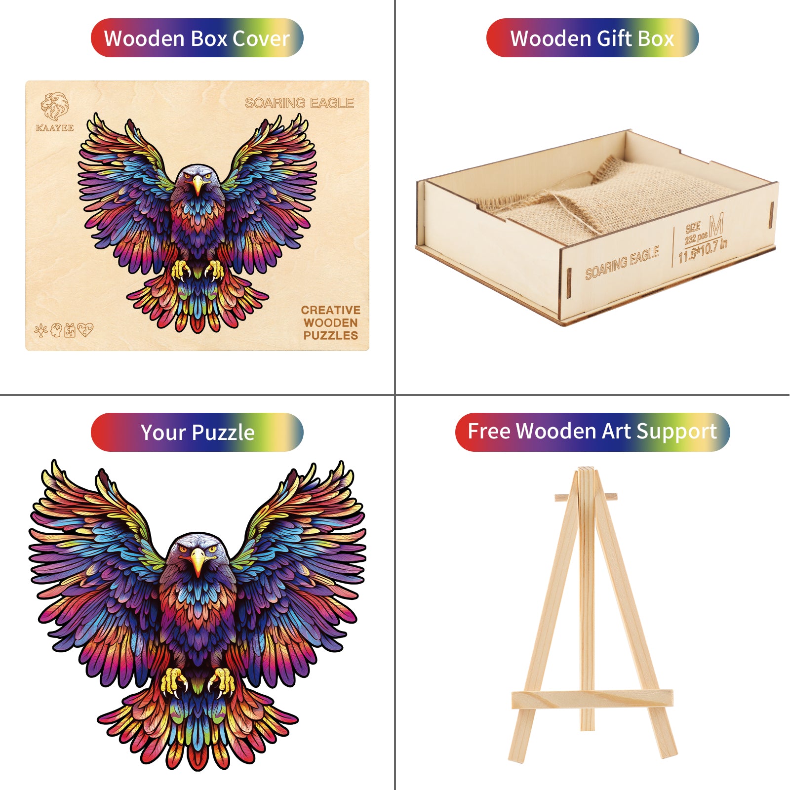 Whimsical Wooden Jigsaw Puzzle-Soaring Eagle