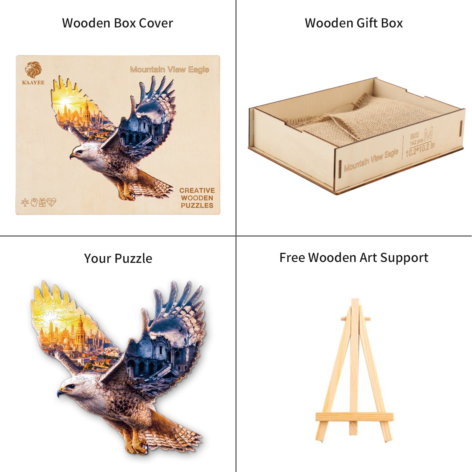 Whimsical Wooden Jigsaw Puzzle- Mountain View Eagle