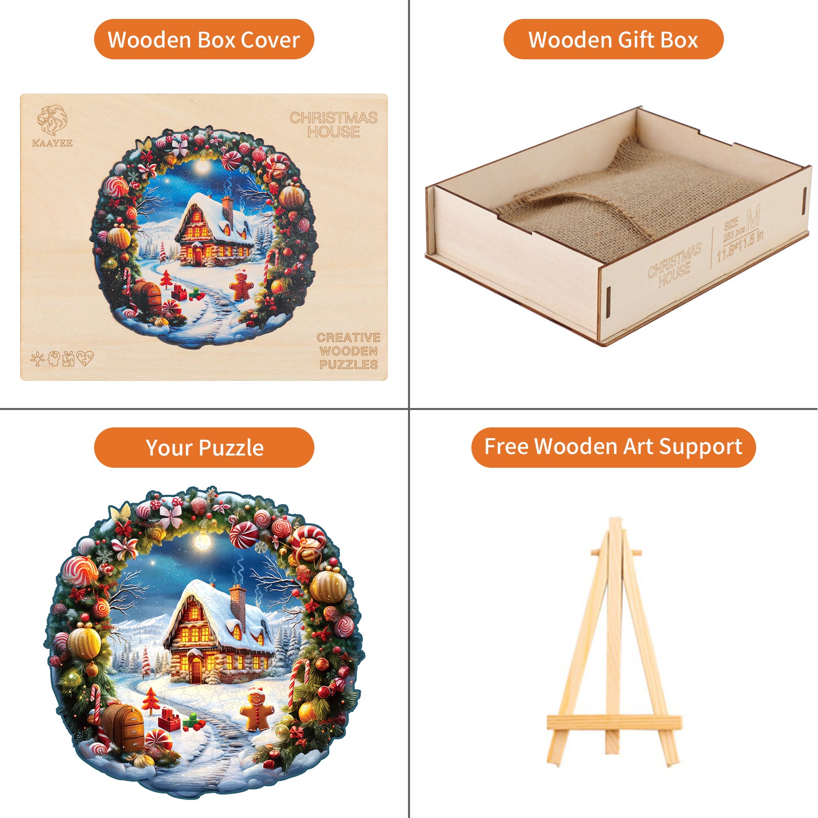 Whimsical Wooden Jigsaw Puzzle- Christmas House