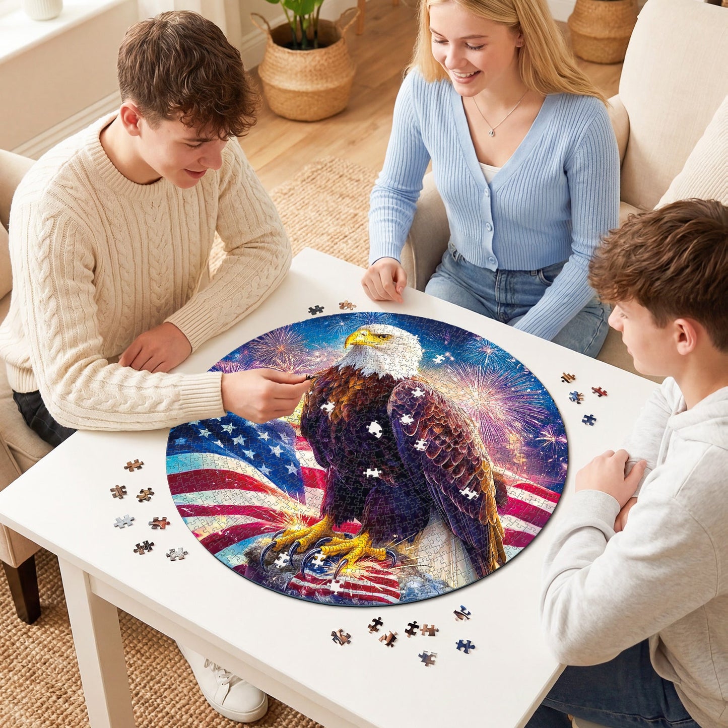 Bald Eagle Flag 1000-Piece Cardboard Jigsaw Puzzle