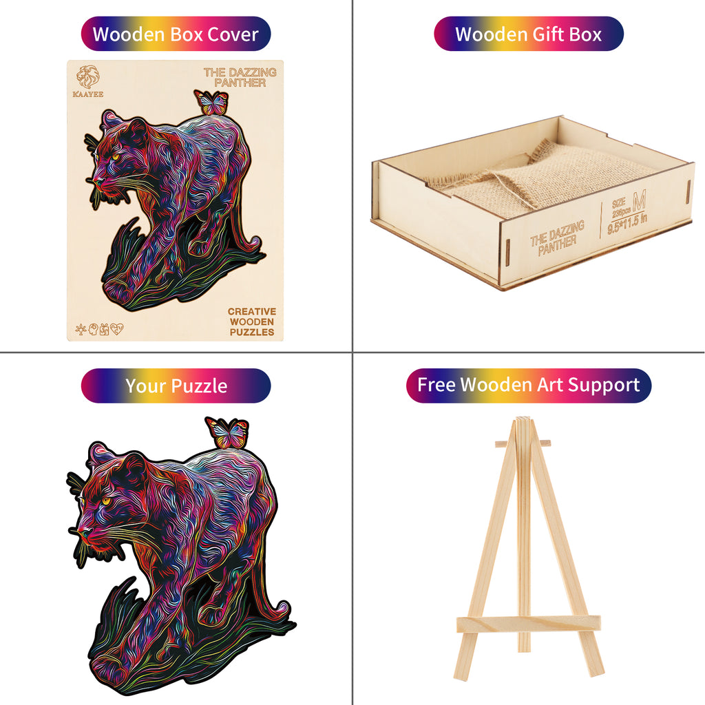 Whimsical Wooden Jigsaw Puzzle- The Dazzing Panther