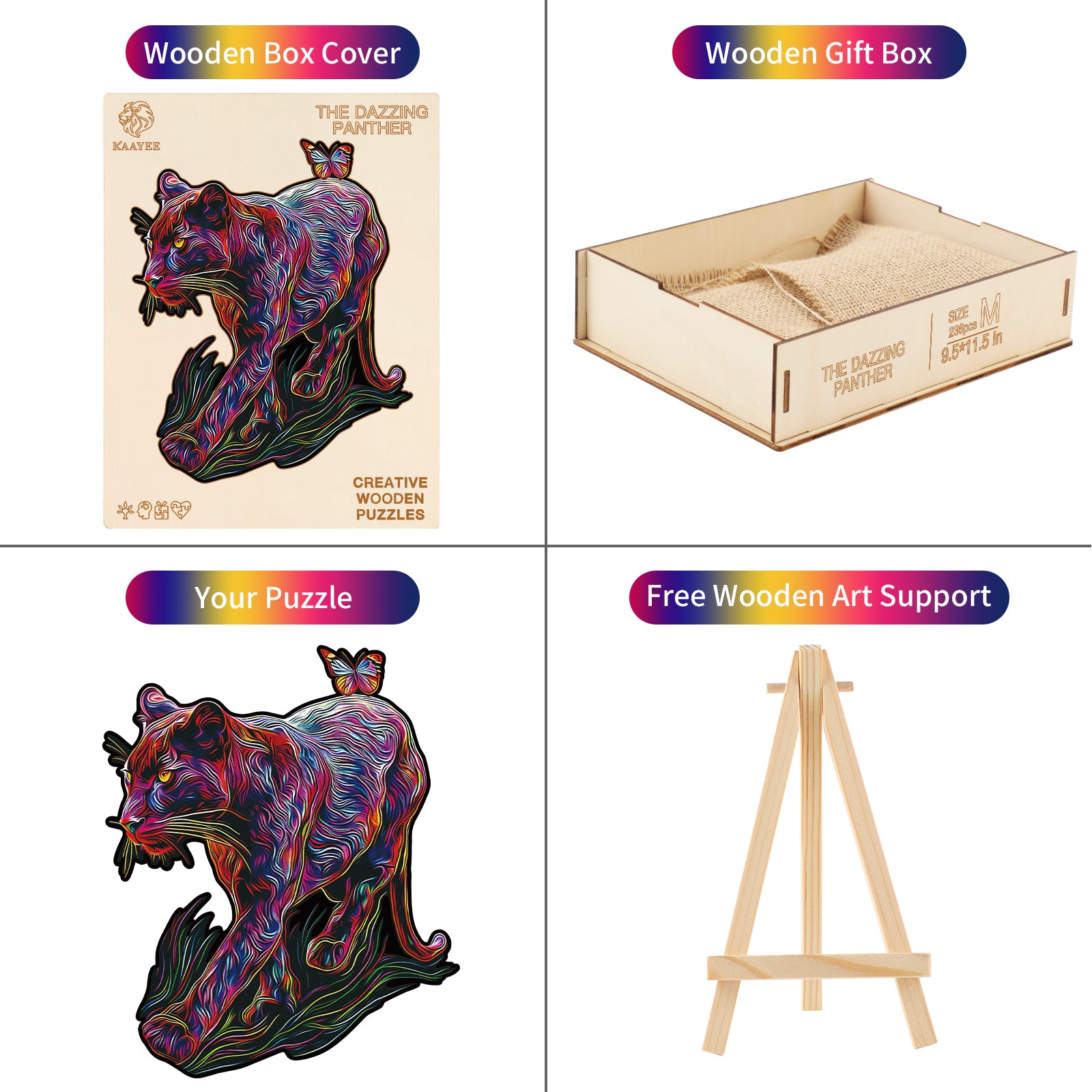 Whimsical Wooden Jigsaw Puzzle- The Dazzing Panther