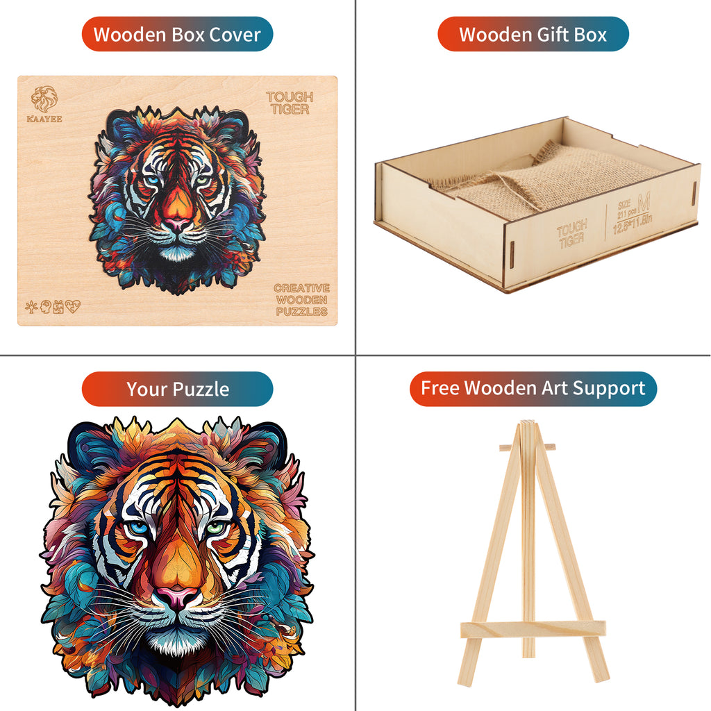 Whimsical Wooden Jigsaw Puzzle- Tough Tiger