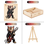 Whimsical Wooden Jigsaw Puzzle- Rock Cat