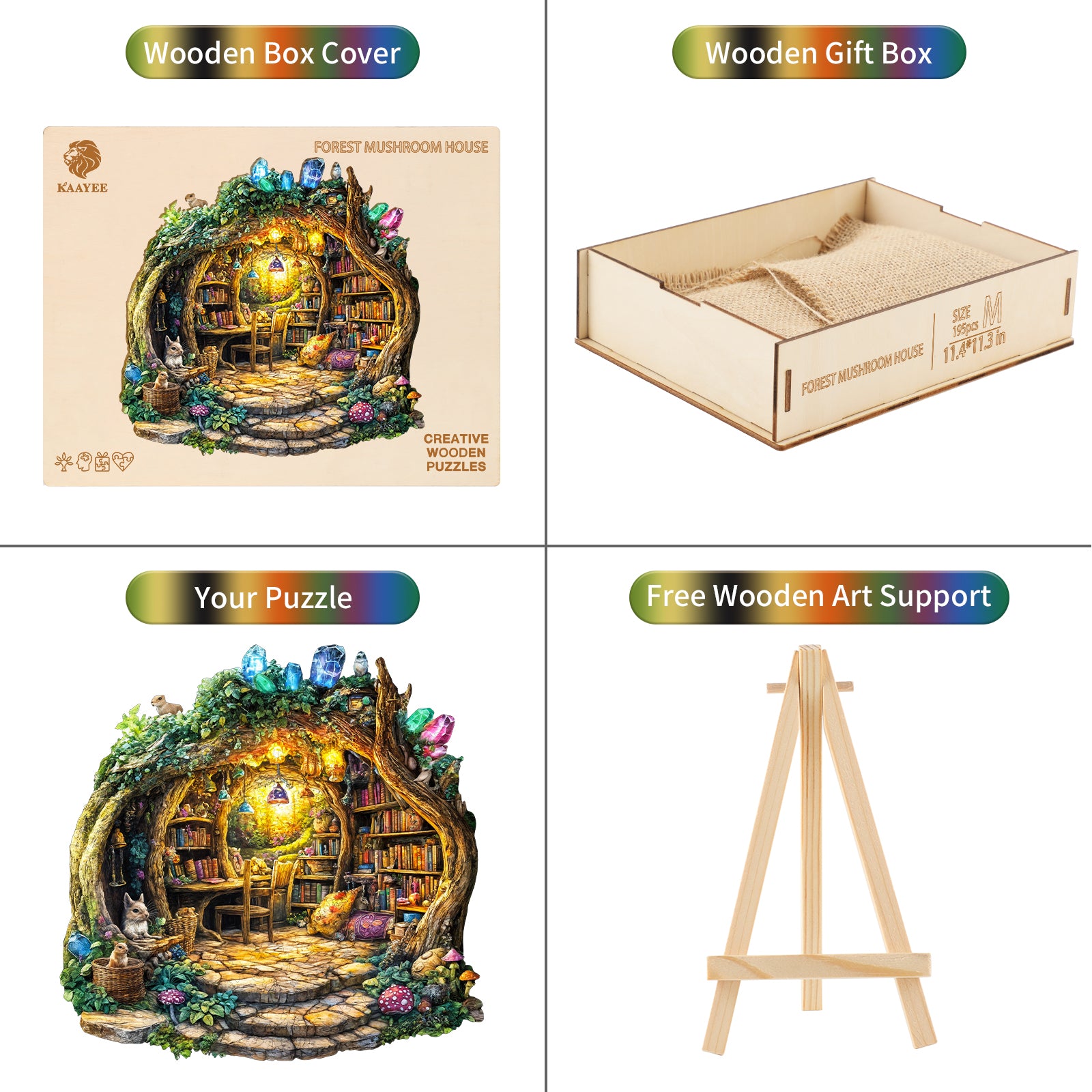Puzzle en bois fantaisiste - La maison champignon de la forêt