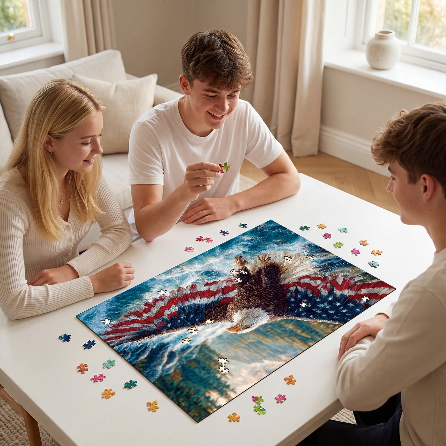 Flag Bald Eagle 1 - 1000-Piece Cardboard Jigsaw Puzzle