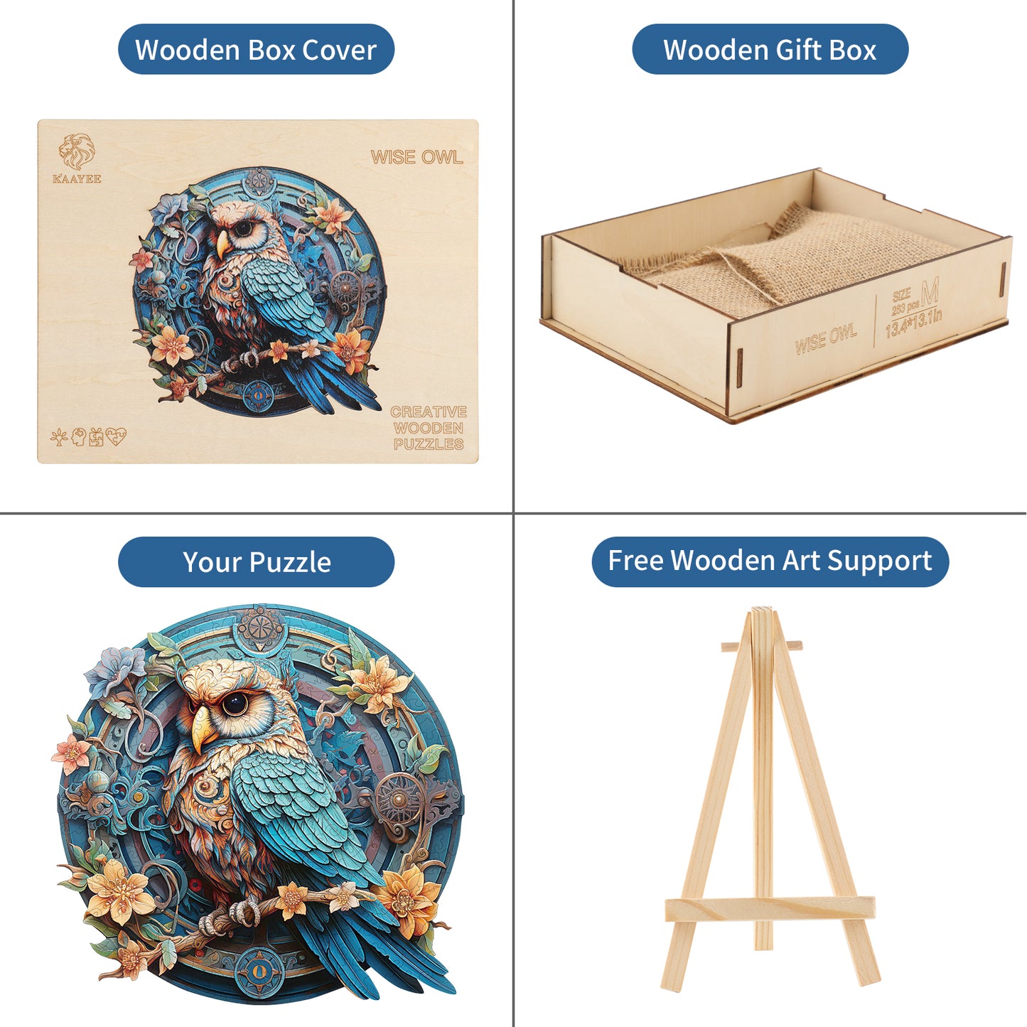 Skurriles Holzpuzzle – Weise Eule