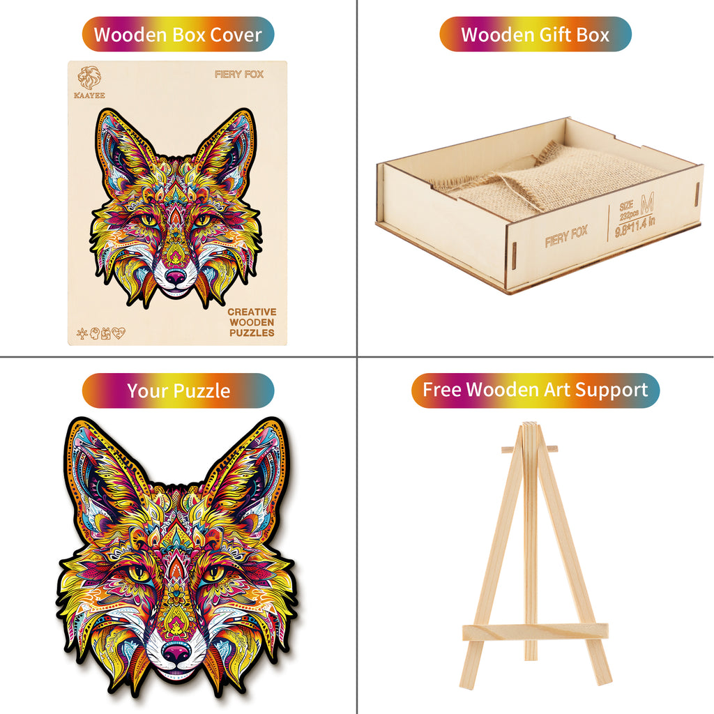 Whimsical Wooden Jigsaw Puzzle- Fiery Fox