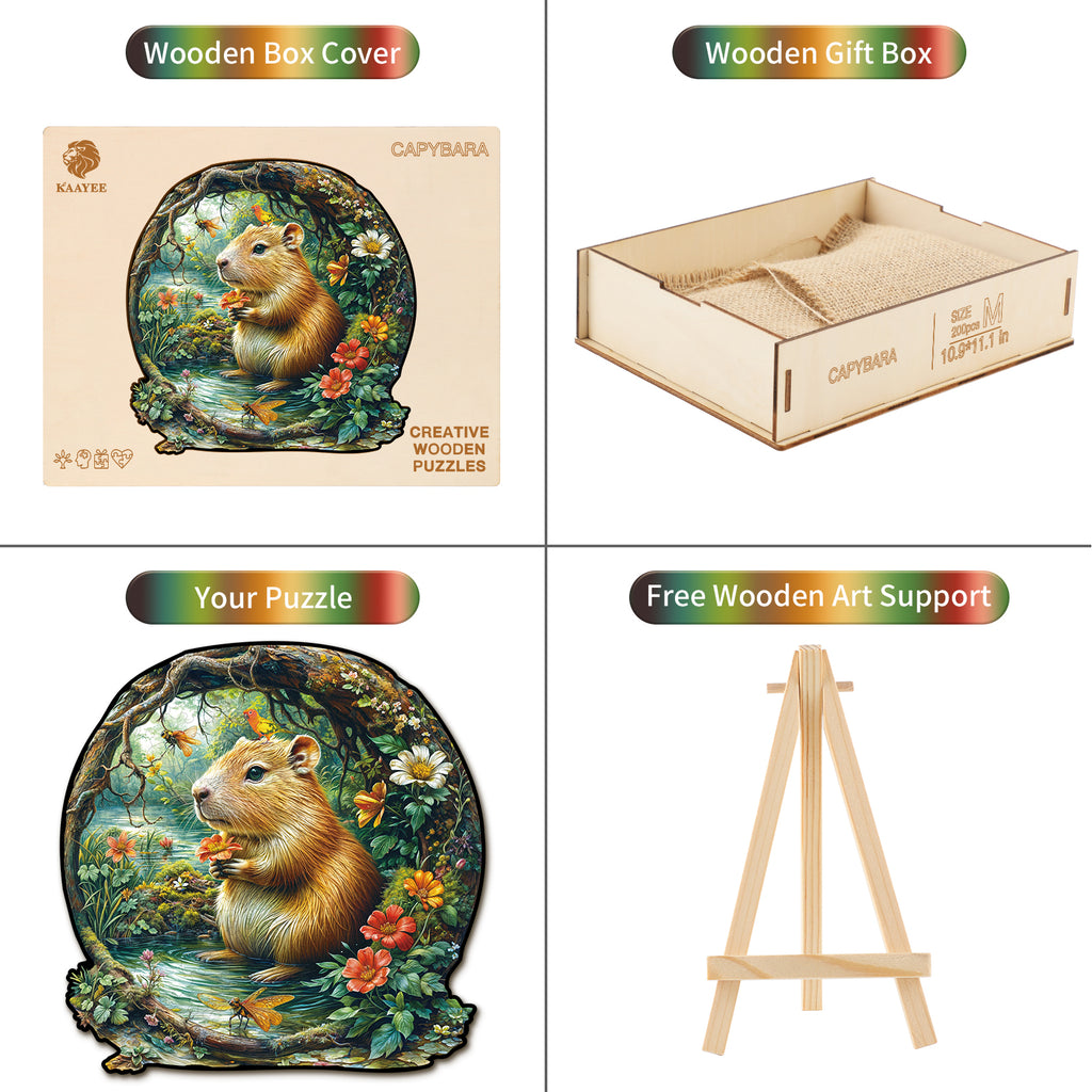 Whimsical Wooden Jigsaw Puzzle- Capybara