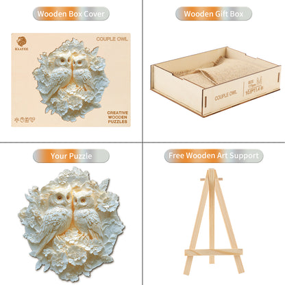 Verträumtes Holz-Puzzle – Eulenpaar
